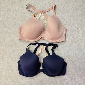 Soma Embraceable Geo Lace Bra Set. Racerback 36DDD  Rose & Navy - Underwire